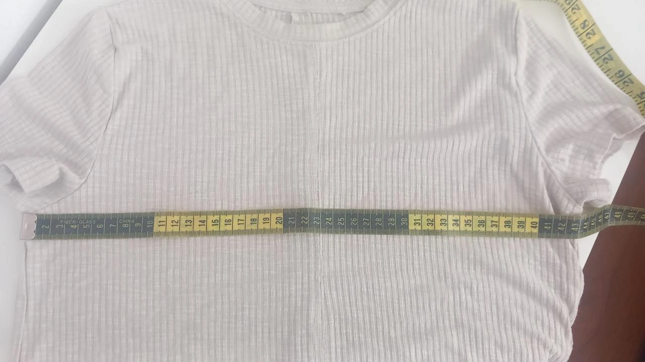 Camiseta de punto beige Lefties - Talla S | Camiseta corta acanalada beige – photo 7